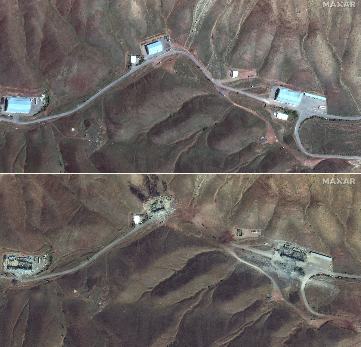 مباني التخزين في منشأة الصواريخ في تبريز، إيران (أ ف ب).