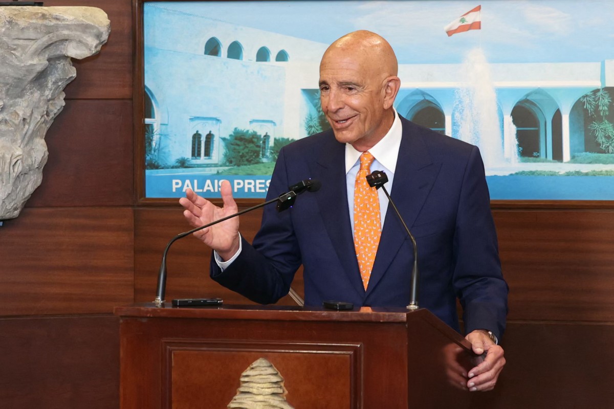 المبعوث الأميركي توم براك في بيروت (أ ف ب).