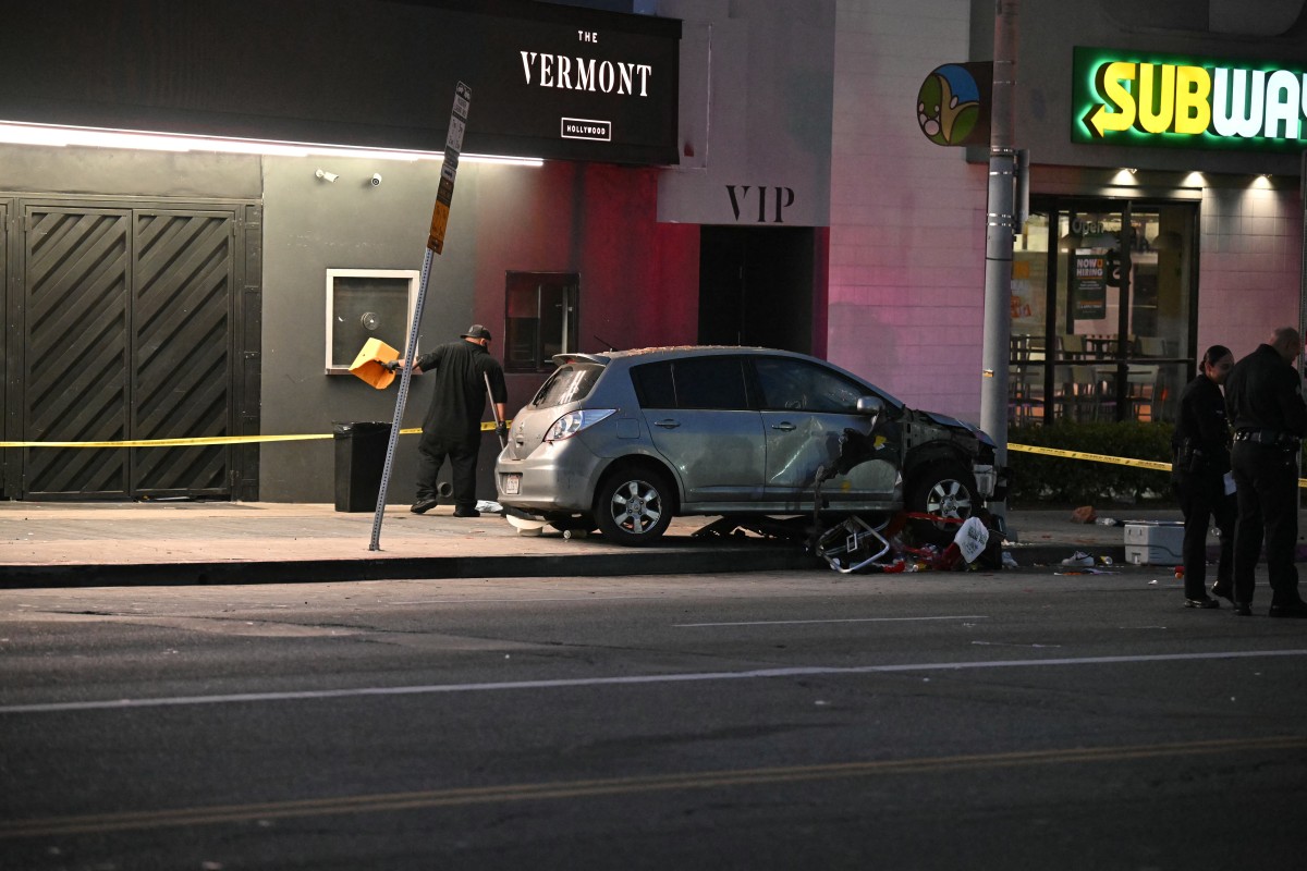 السيارة التي نفّذت الدهس. (أ ف ب)