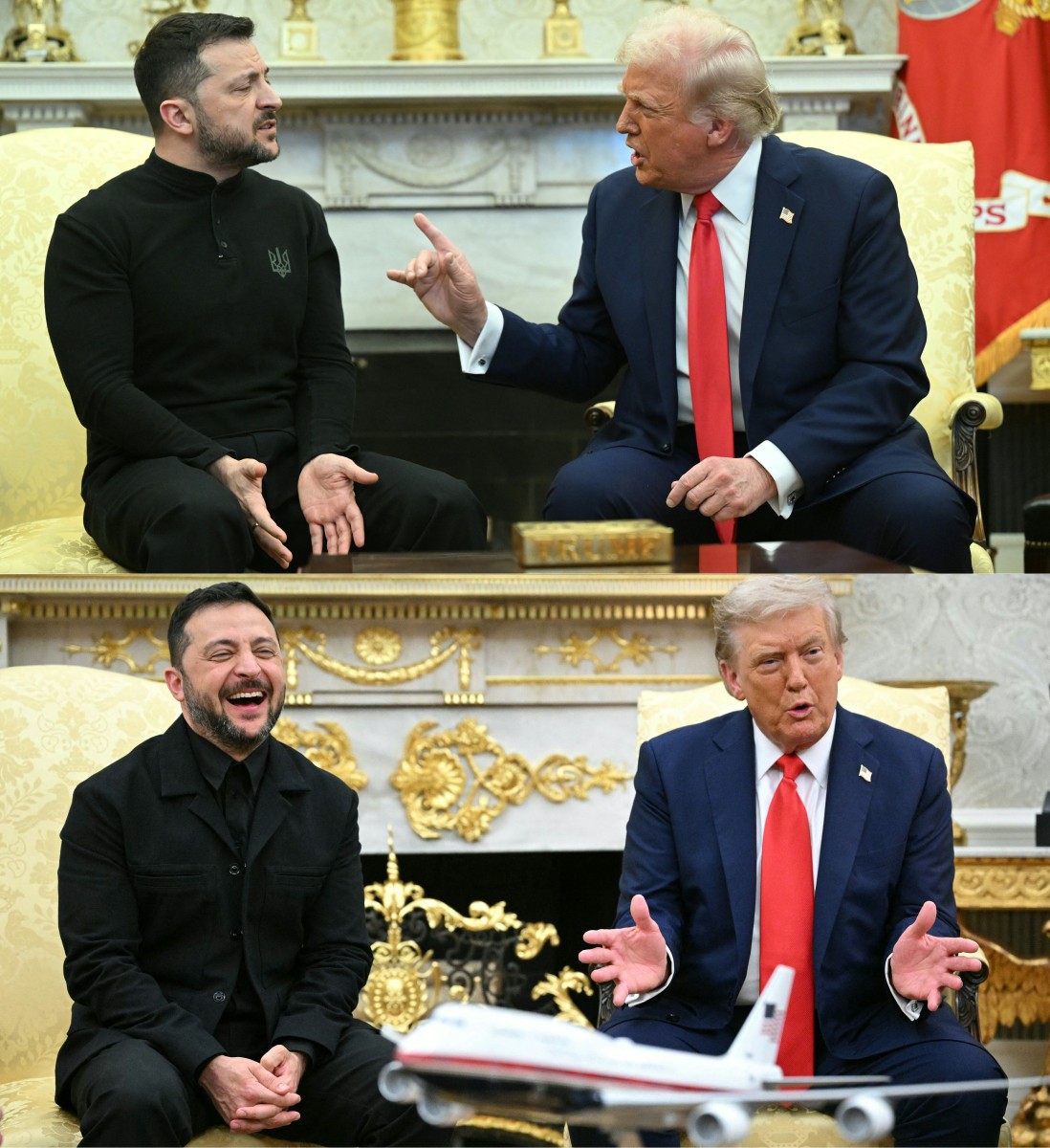 فولوديمير زيلينسكي ودونالد ترامب (أ ف ب).