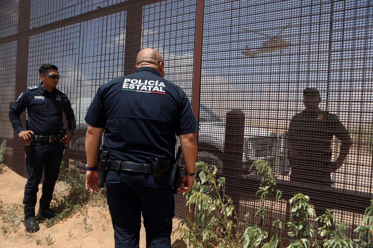 الشرطة المكسيكية على الحدود مع أميركا (أ ف ب).