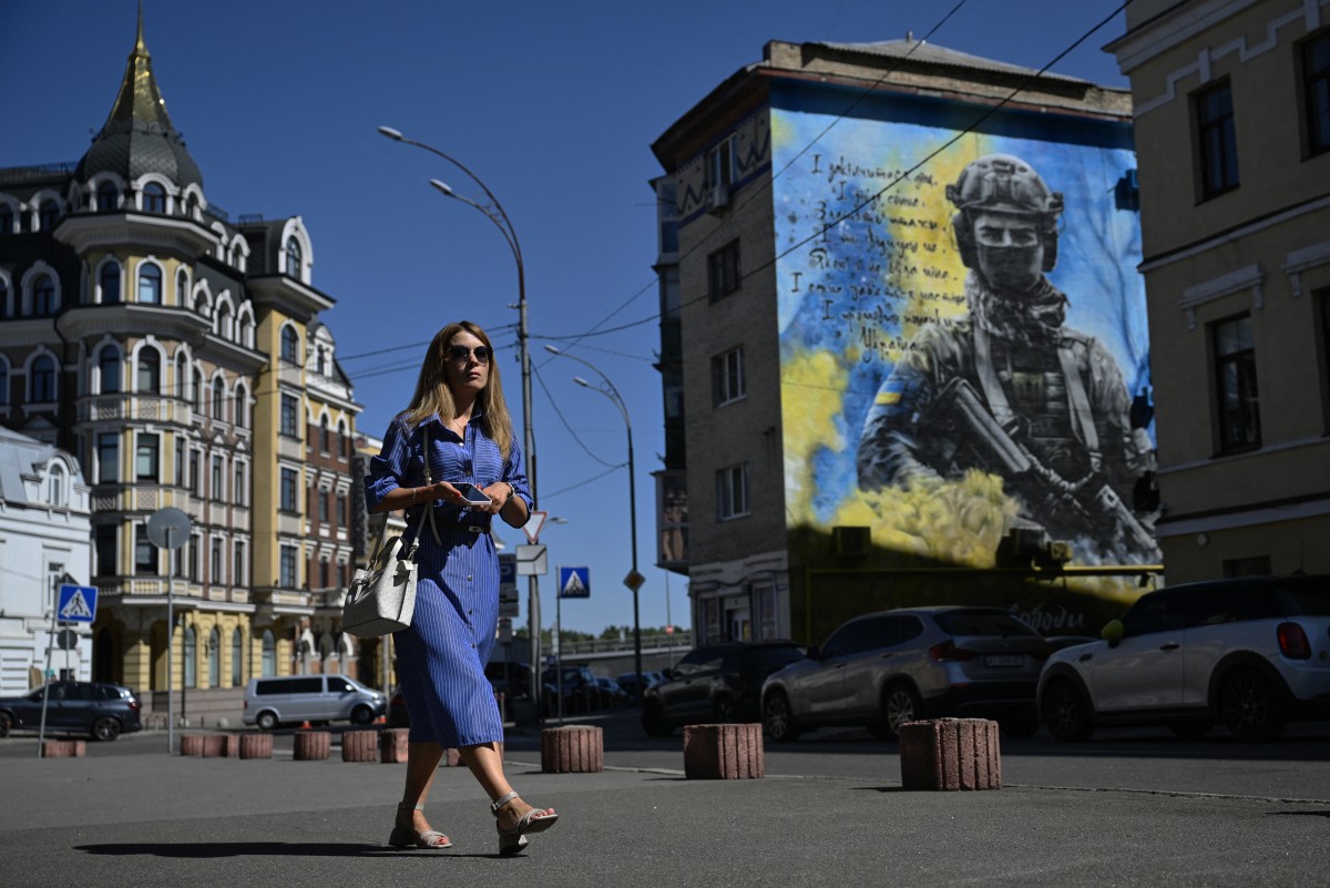 مشهد من العاصمة الأوكرانية (أ  ف ب).