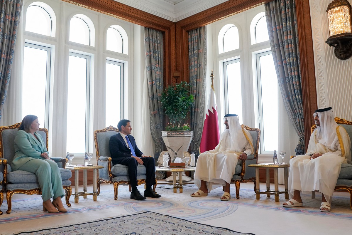 روبيو وأمير قطر. (أ ف ب)
