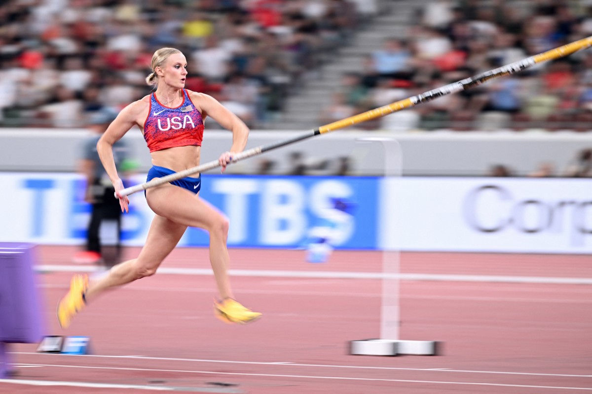 الأميركية كايتي مون خلال المنافسات. (أ ف ب)