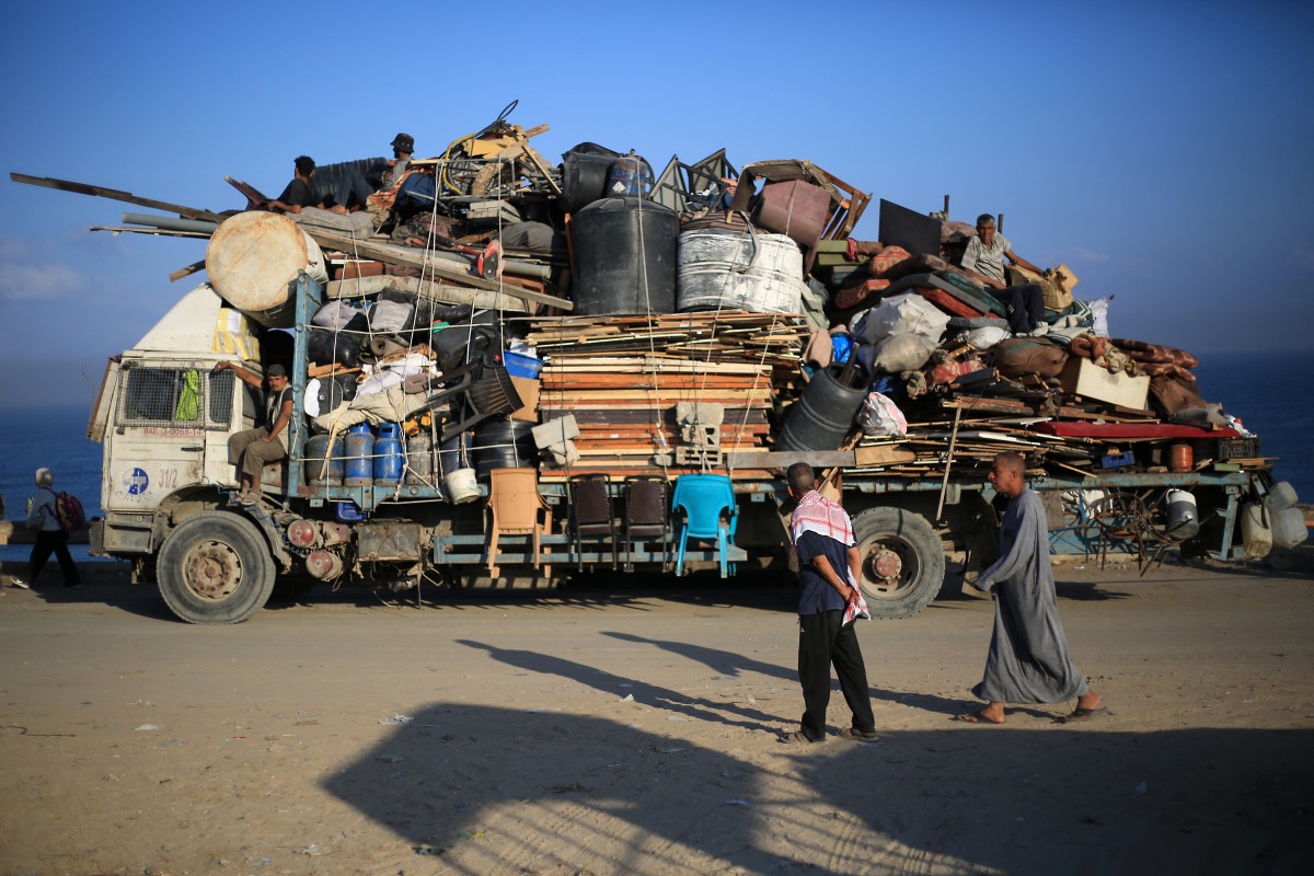 نزوح في غزة. (أ ف ب)