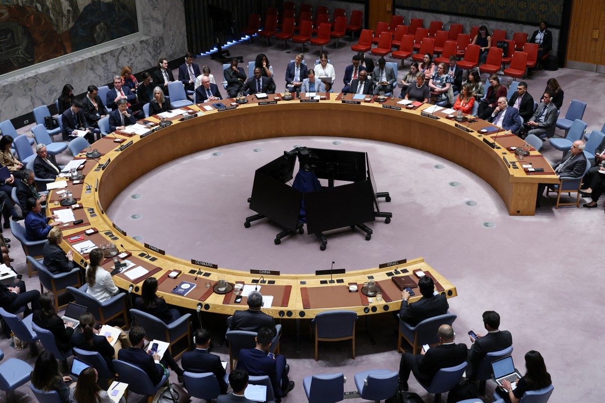 منظر عام يظهر اجتماع مجلس الأمن التابع للأمم المتحدة حول الوضع في غزة، في مقر الأمم المتحدة في نيويورك في 18 سبتمبر 2025. (أ ف ب)