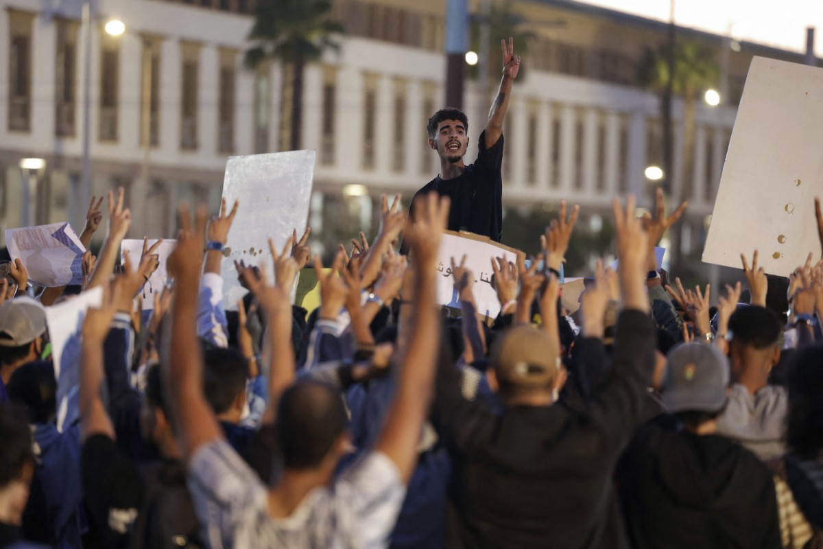 محتجّون في المغرب. (أ ف ب)