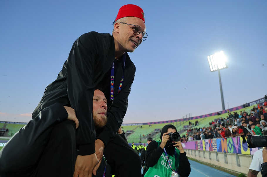 لاعبو المغرب. (أ ف ب)