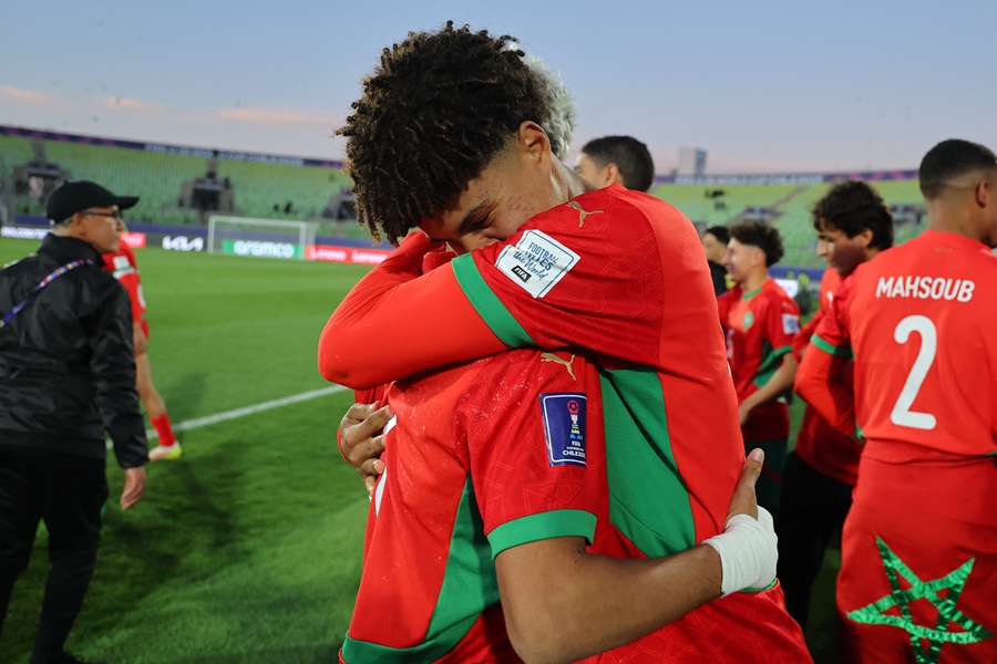لاعبو المغرب. (أ ف ب)