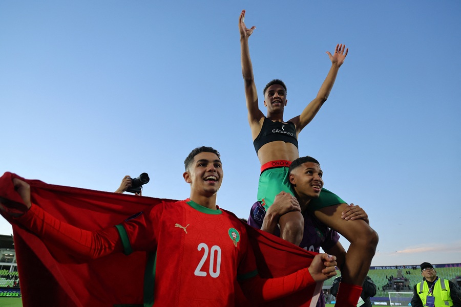 لاعبو المغرب. (أ ف ب)