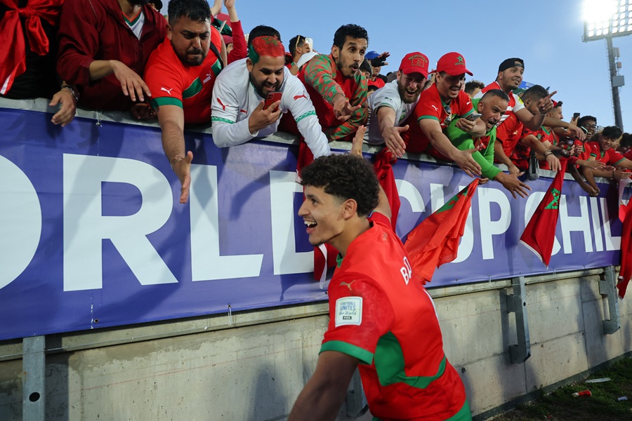 لاعبو المغرب. (أ ف ب)