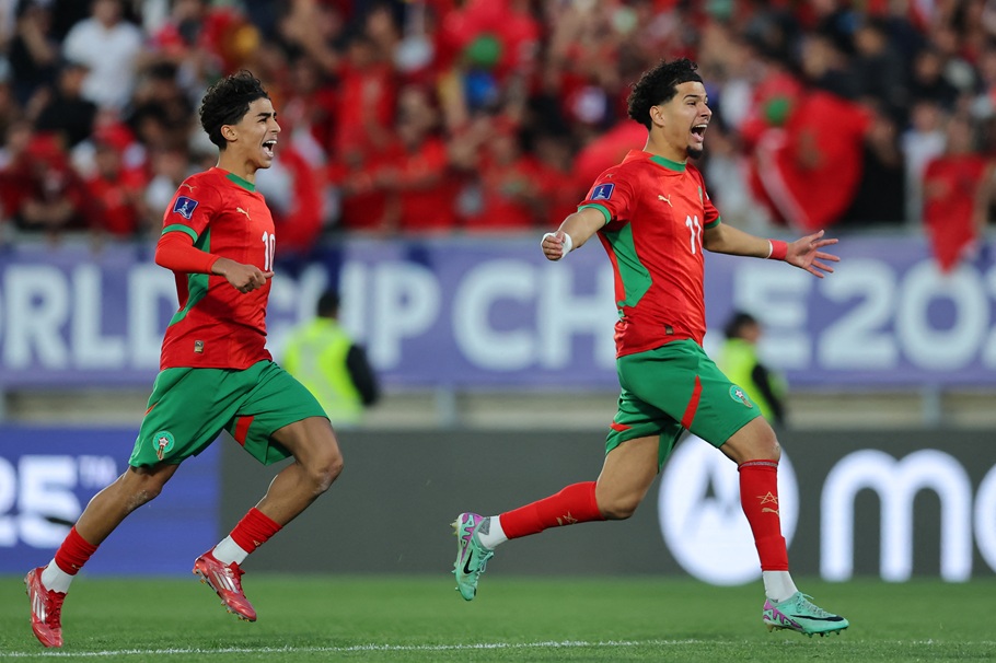 لاعبو المغرب. (أ ف ب)
