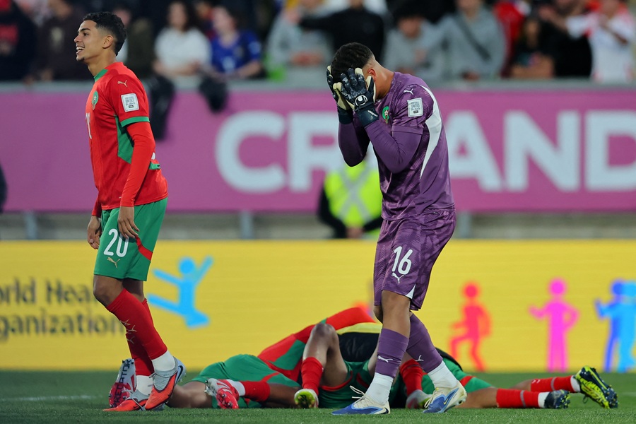 لاعبو المغرب. (أ ف ب)