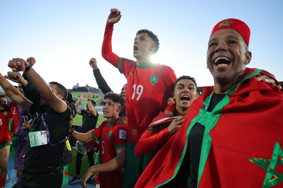 لاعبو المغرب. (أ ف ب)