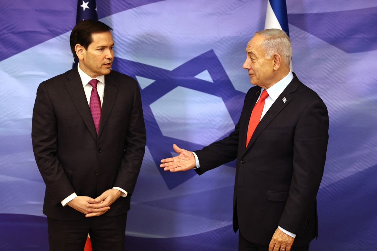 لقاء روبيو ونتنياهو في تل أبيب (أ ف ب).