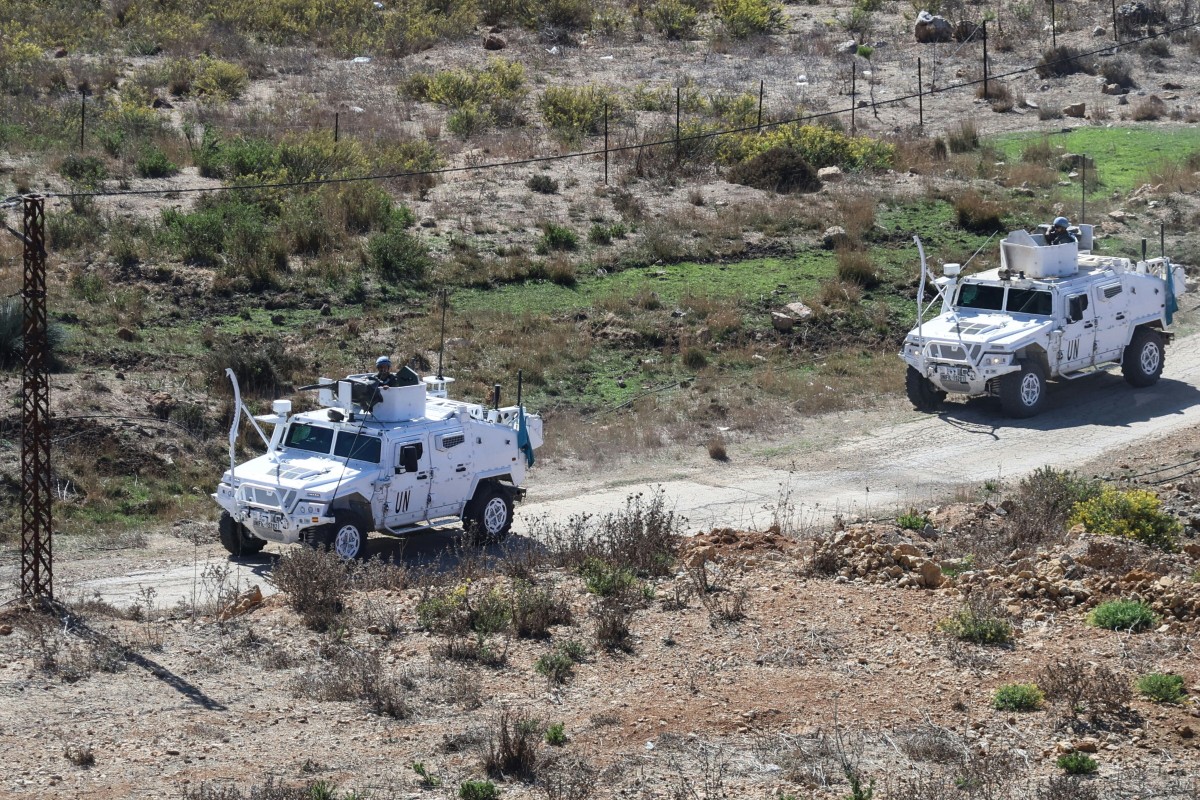 دورية لقوات اليونيفيل في مرجعيون جنوبي لبنان. (أ ف ب)