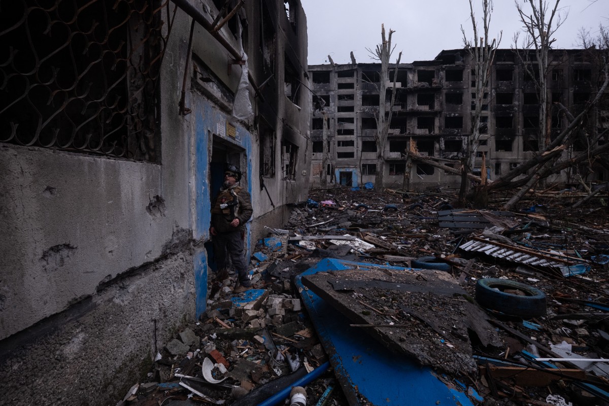 دمار في أوكرانيا. (أ ف ب)