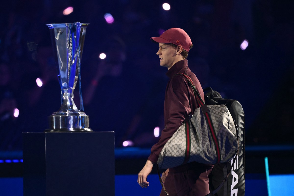 من مواجهة سينر وألكاراز. (أ ف ب) 