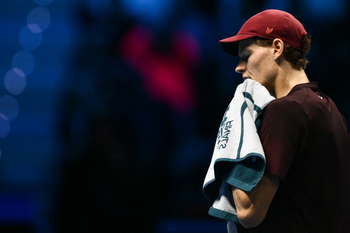 من مواجهة سينر وألكاراز. (أ ف ب) 