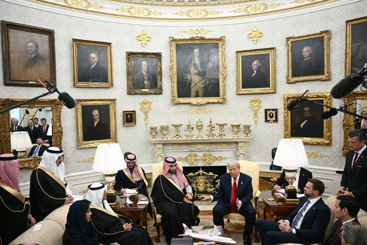 لقاء بن سلمان وترامب في البيت الأبيض (أ ف ب).