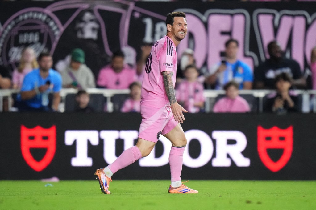 ليونيل ميسي بمواجهة نيويورك سيتي إف سي. (أ ف ب)