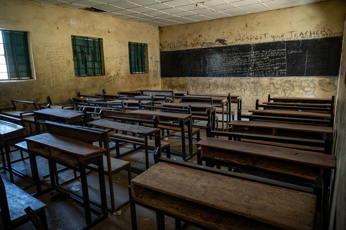 منظر عام لفصل دراسي فارغ في نيجيريا. (أ ف ب)