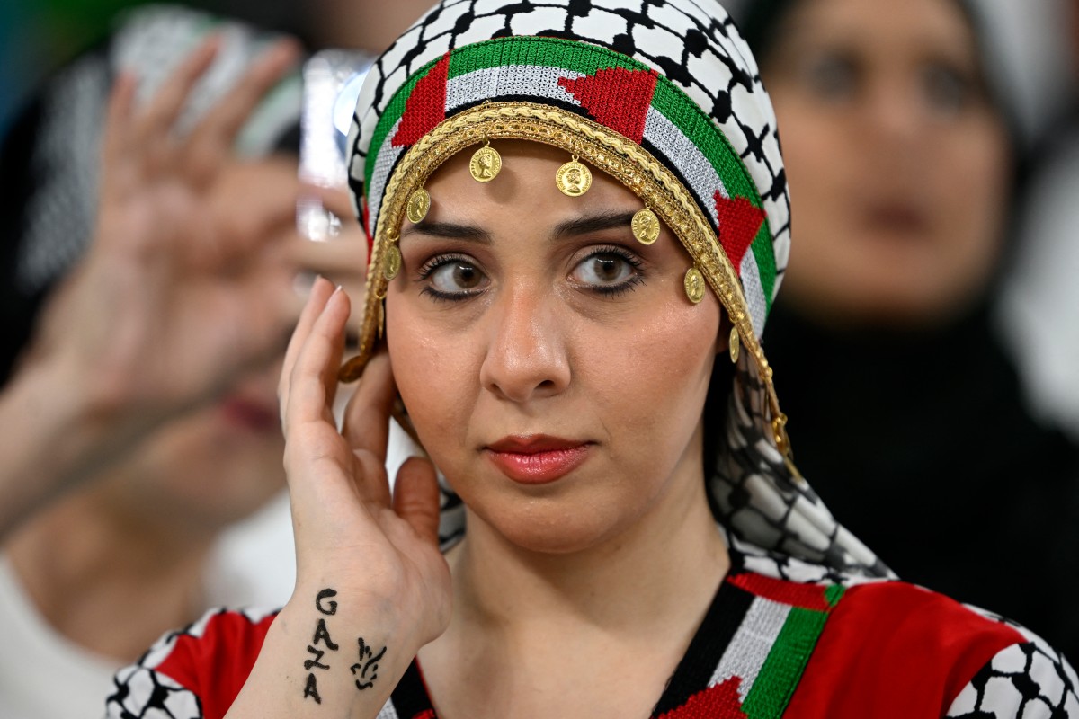 من مباراة سوريا وفلسطين. (أ ف ب)