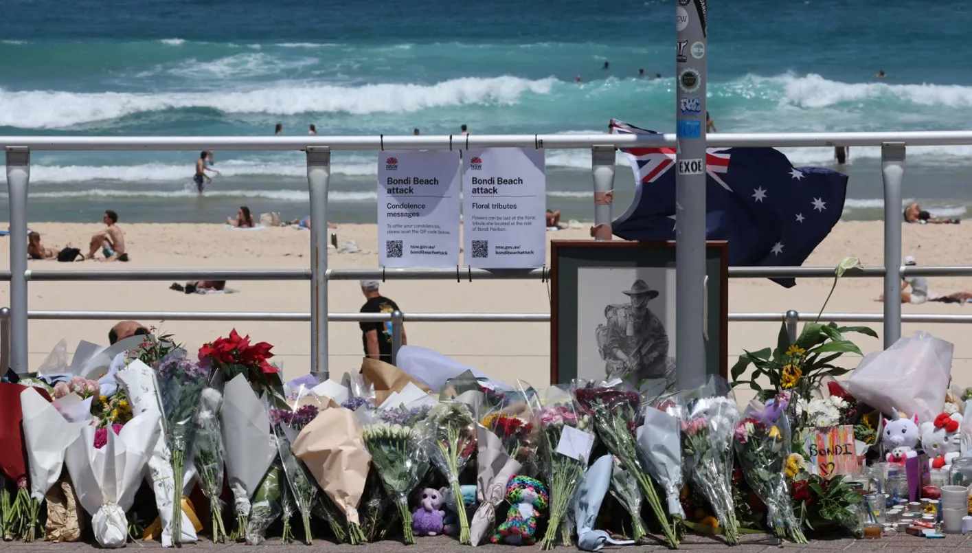 مكان الهجوم في بوندي (أ ف ب).