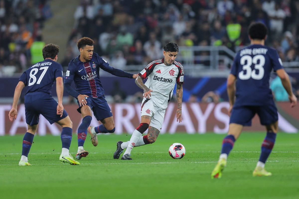 من مباراة باريس سان جيرمان وفلامنغو في كأس القارات. (أ ف ب)