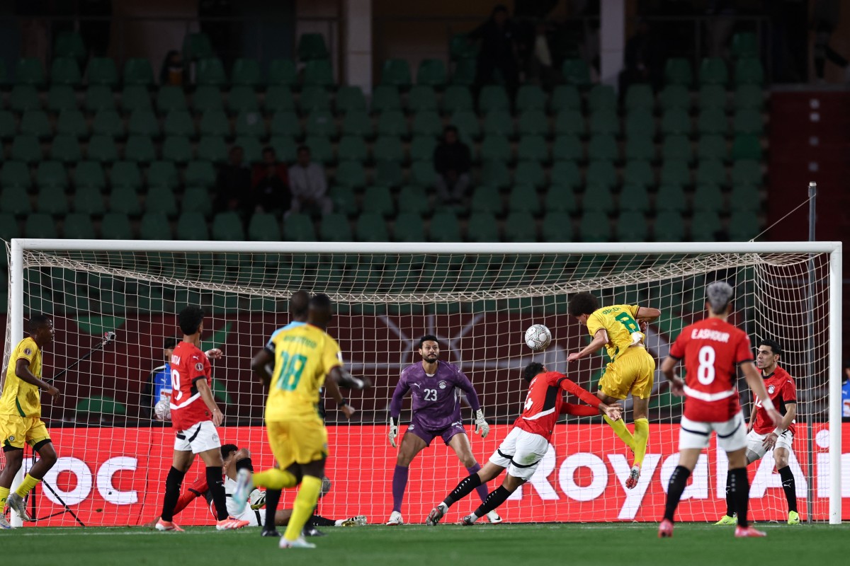 من مباراة مصر وزيمبابوي. (أ ف ب)