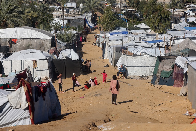 مخيم للاجئين الفلسطينيين في خان يونس، قطاع غزة، (ا ف ب).