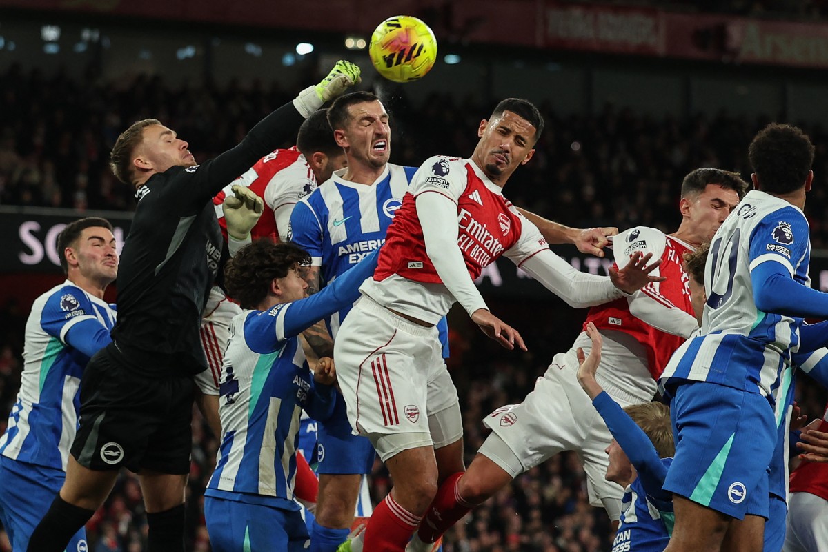 من مباراة أرسنال وبرايتون في الدوري الإنكليزي. (أ ف ب)