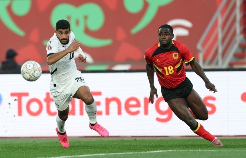 من مباراة مصر وأنغولا. (أ ف ب)