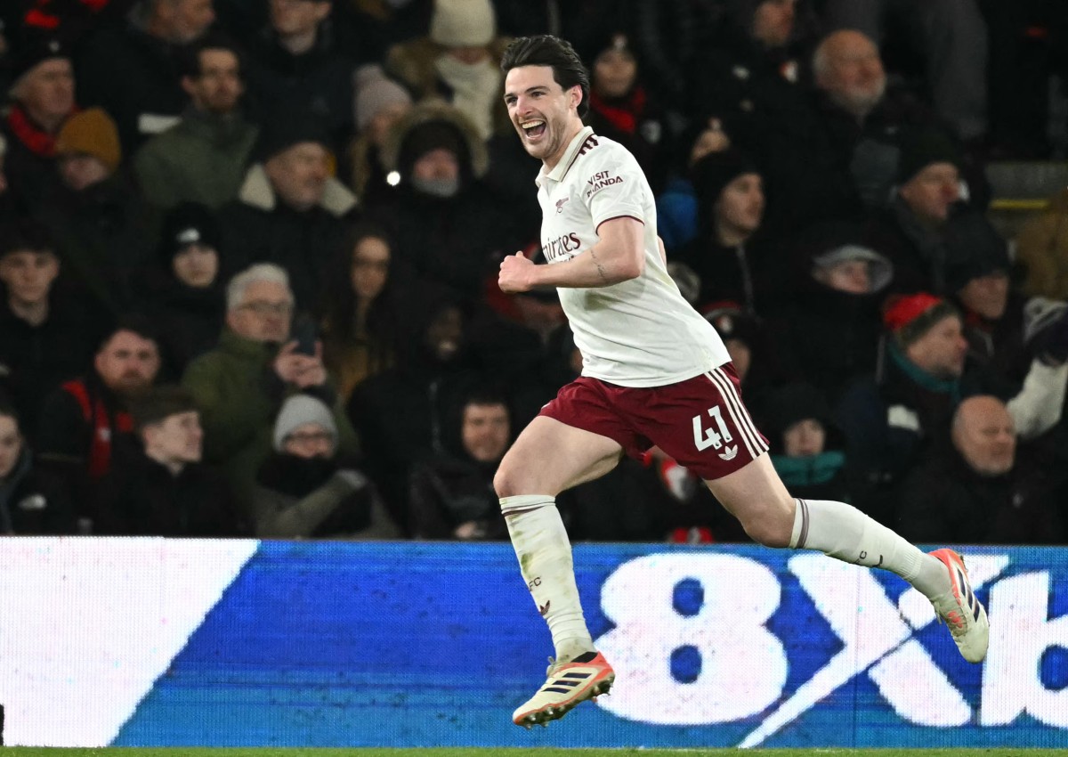 رايس يحتفل بأحد أهدافه. (أ ف ب)