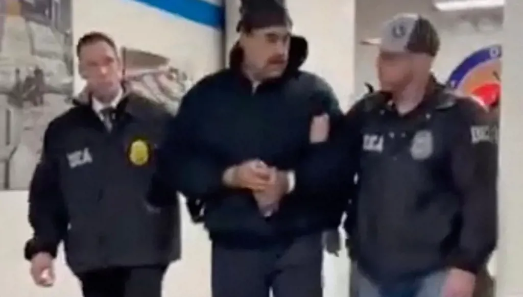 الرئيس الفنزويلي نيكولاس مادورو في إدارة مكافحة المخدرات في نيويورك.(أ ف ب ).