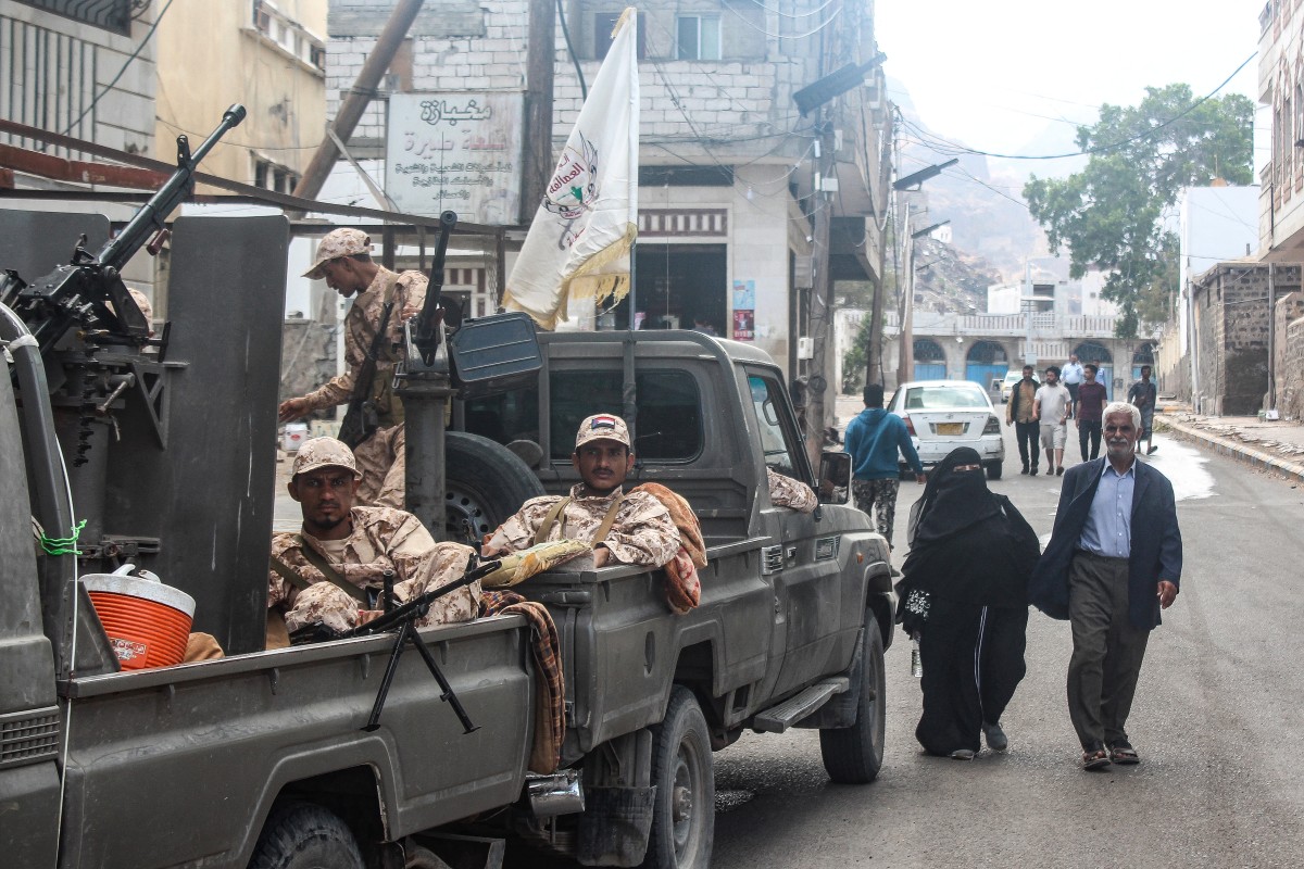 Members of the Southern Giants Brigade in Aden. (AFP)