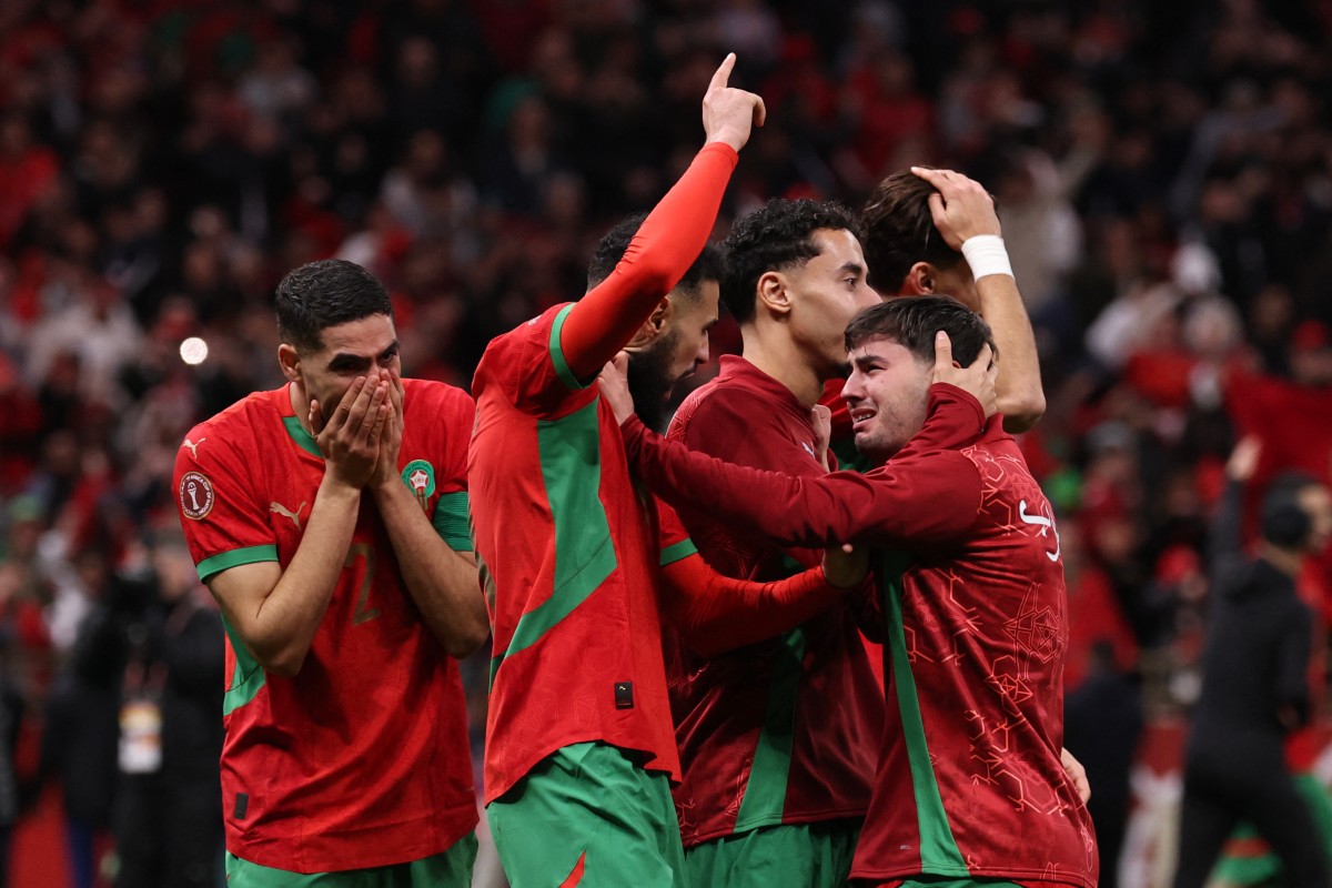 فرحة المغرب بالتأهل إلى النهائي. (أ ف ب)