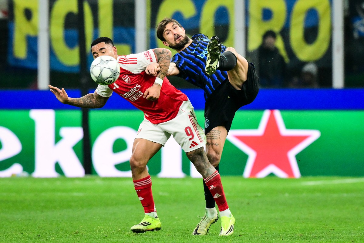 من مباراة أرسنال وإنتر في دوري أبطال أوروبا. (أ ف ب)