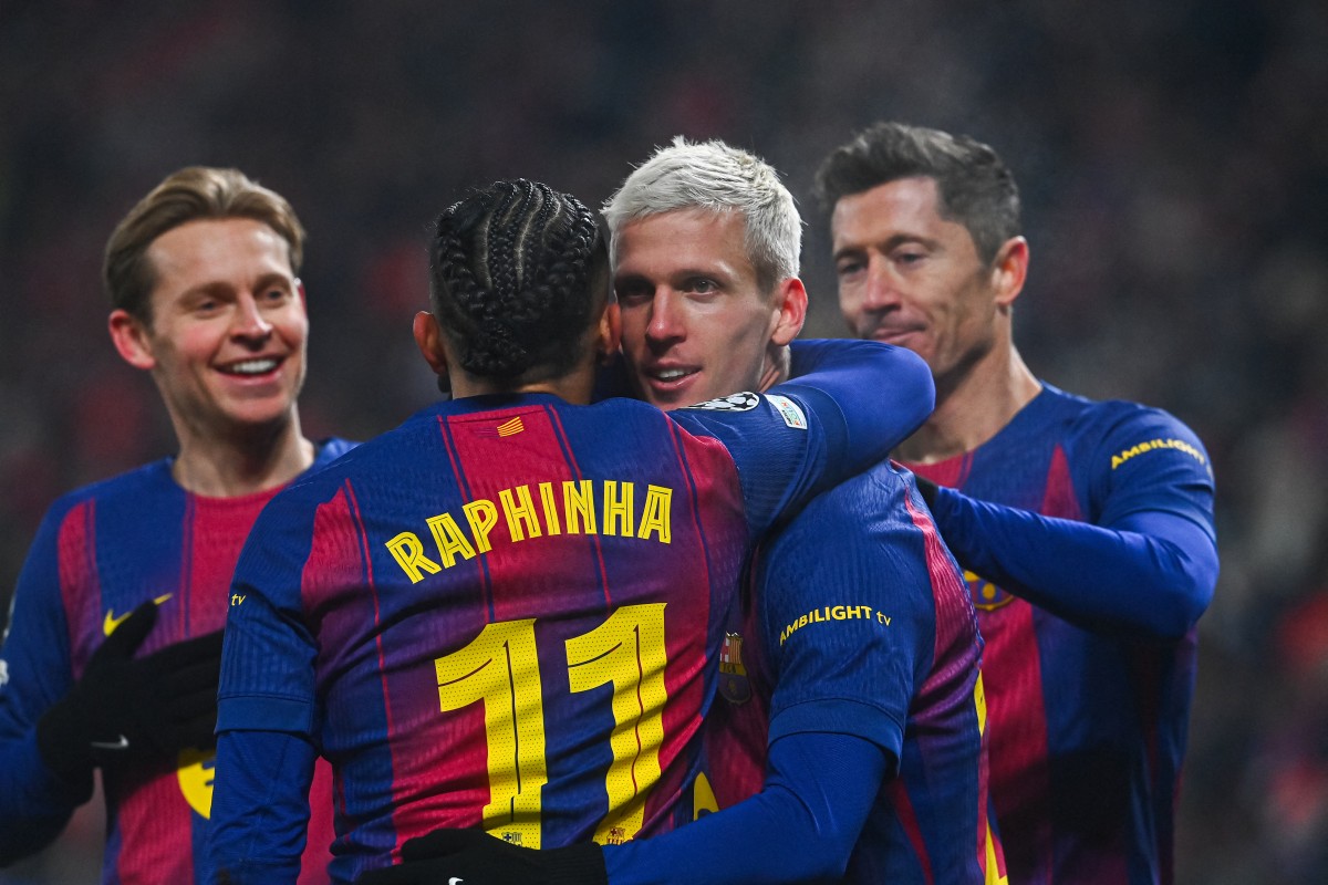 لاعبو برشلونة. (أ ف ب)