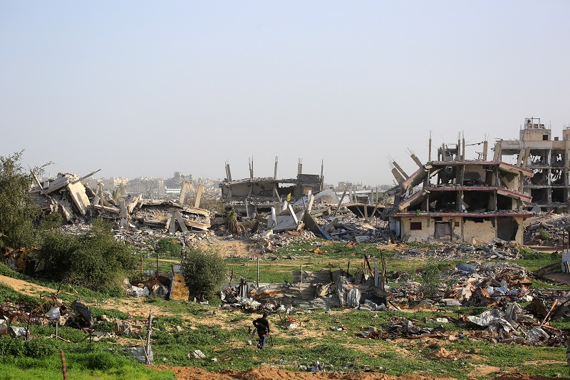 منازل مدمرة في غزة، (ا ف ب).