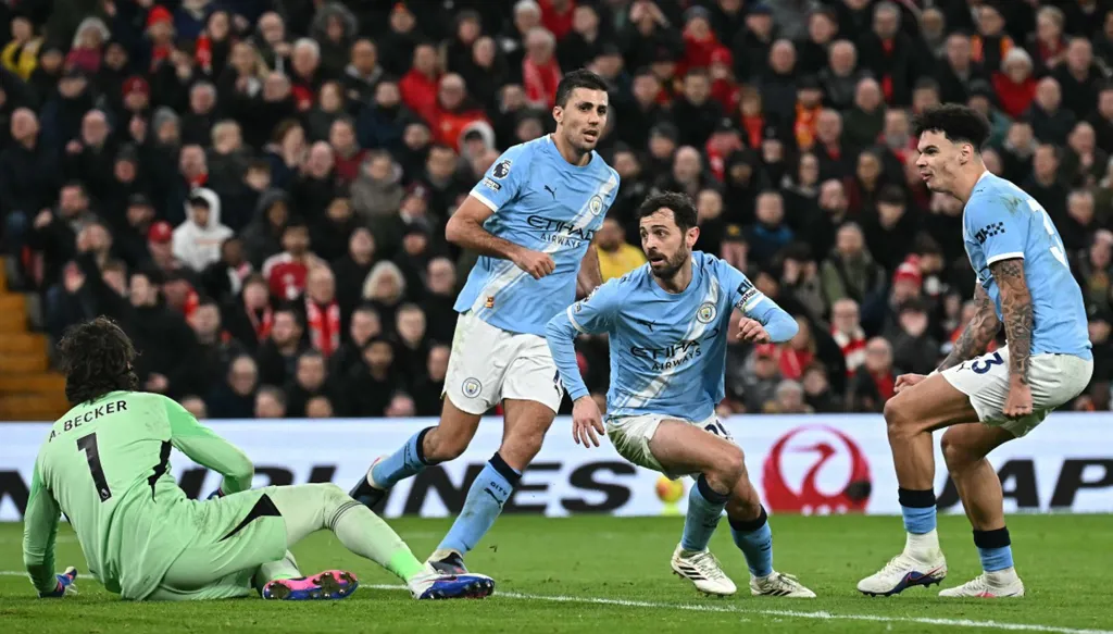 ترتيب الدوري الإنكليزي بعد فوز مانشستر سيتي المثير على ليفربول