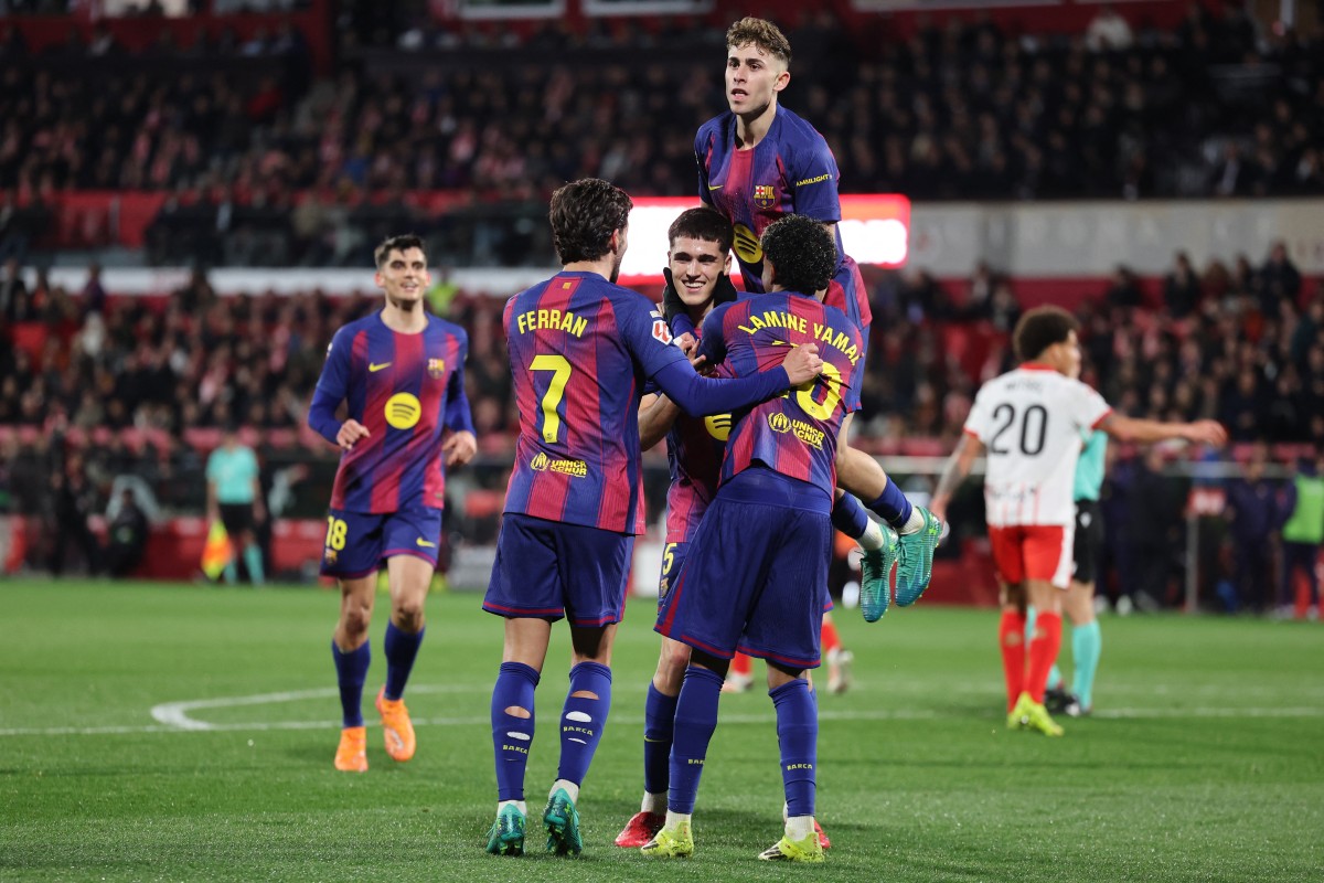 لاعبو برشلونة. (أ ف ب)