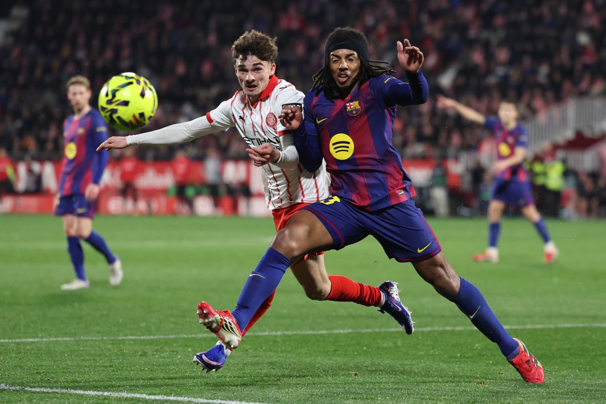 من مباراة برشلونة وجيرونا. (أ ف ب)