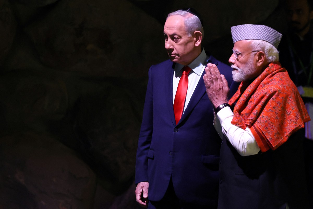 نتنياهو ومودي (أ ف ب).