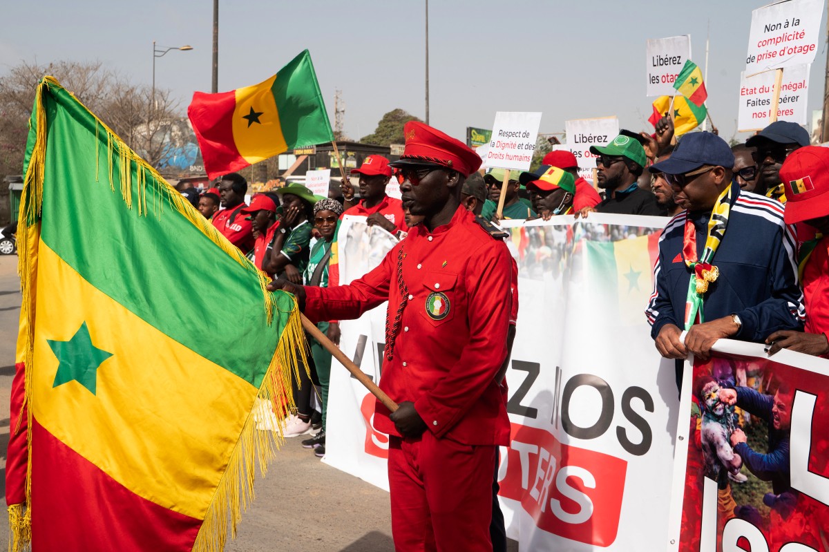 من التظاهرة الاحتجاجية في السنغال. (أ ف ب)