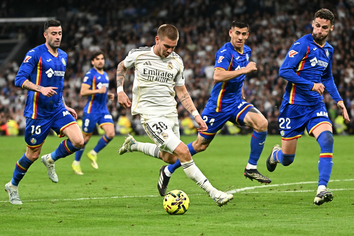 من مباراة ريال مدريد وخيتافي في الدوري الإسباني. (أ ف ب)