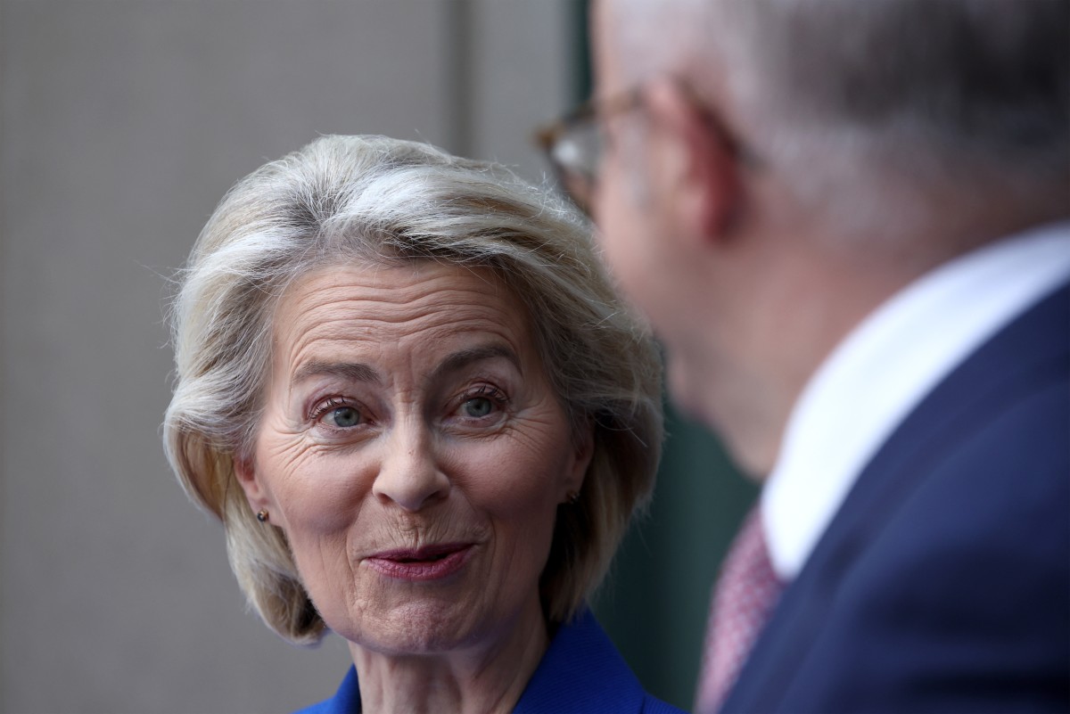 رئيسة المفوضية الأوروبية أورسولا فون دير لايين. (أ ف ب)