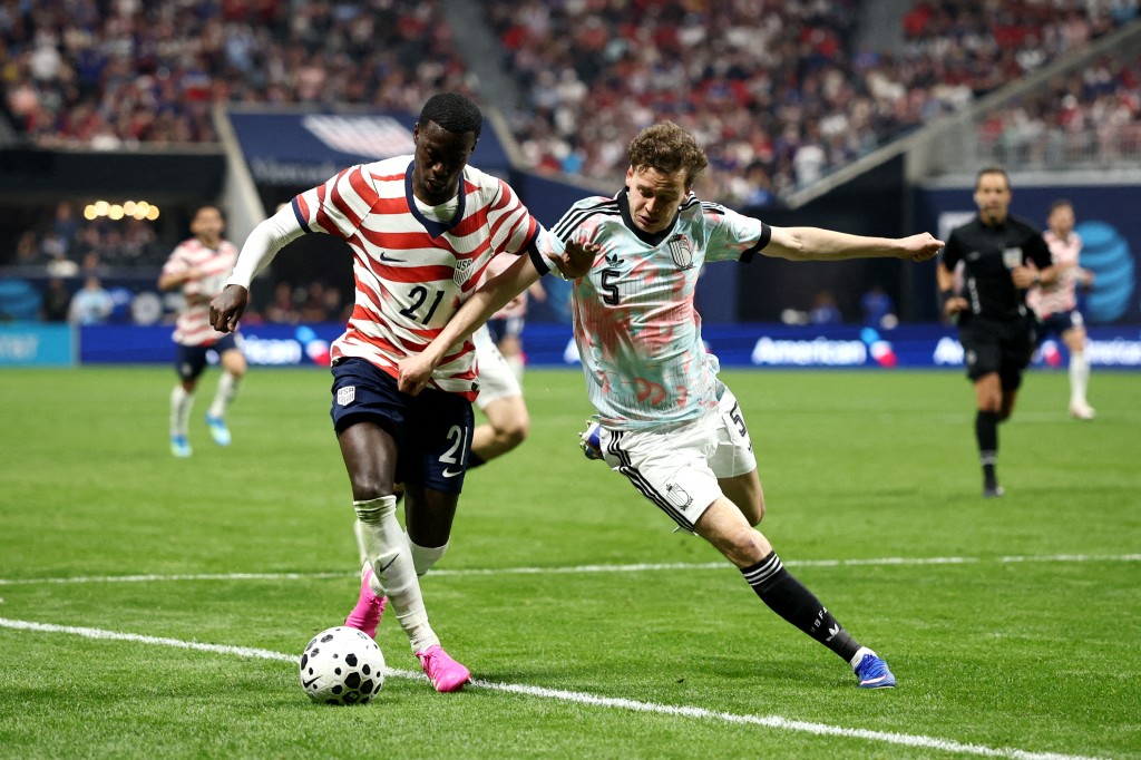 من مباراة بلجيكا والولايات المتحدة. (أ ف ب)