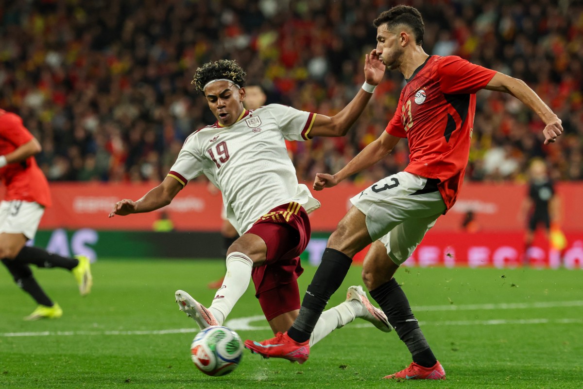 من المباراة الودية بين إسبانيا ومصر. (أ ف ب)