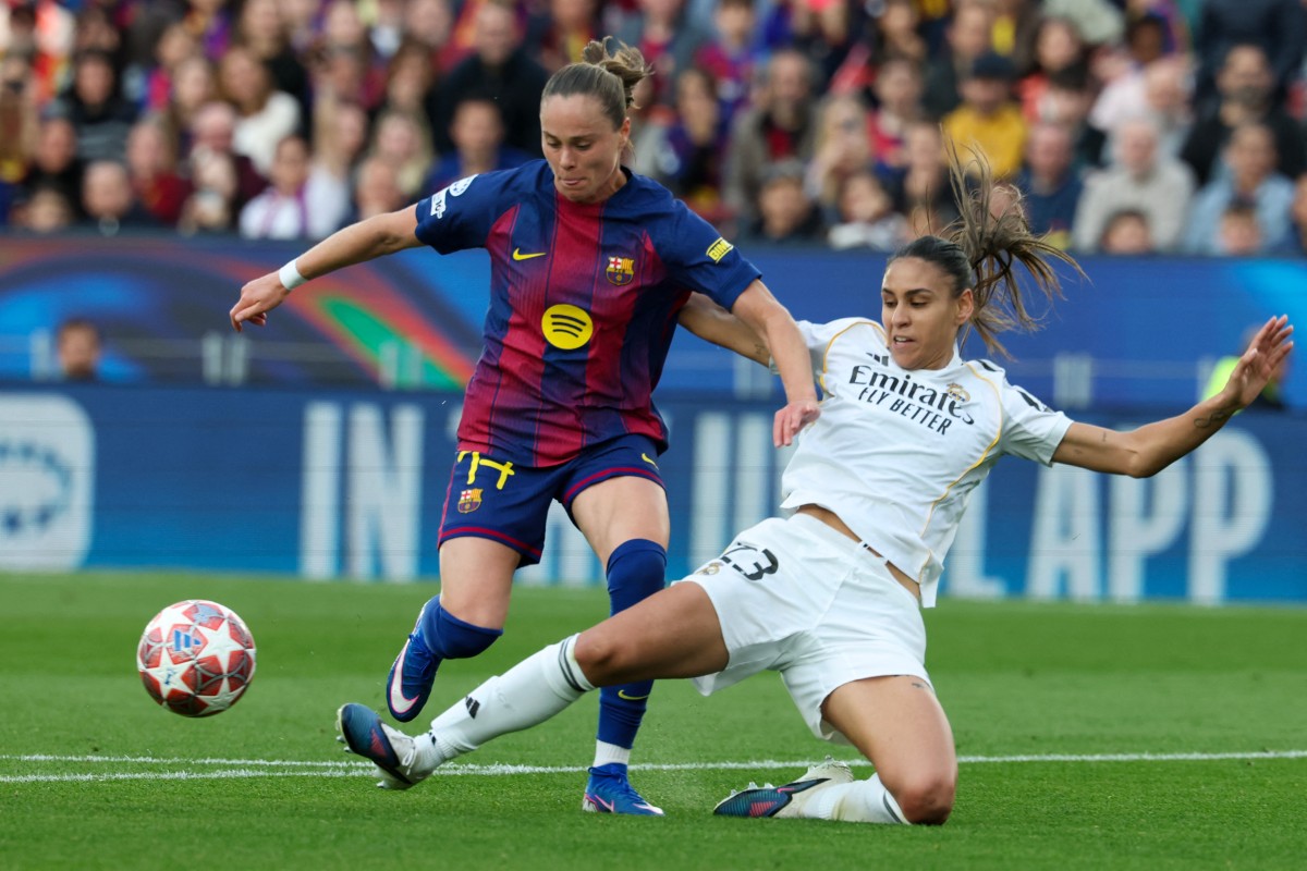 من مباراة برشلونة وريال مدريد. (أ ف ب)